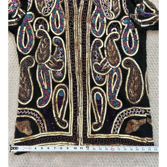 Laurence Kazar Vintage Silk Evening Tunic LARGE Beaded Sequined Glam EUC *READ - Picture 12 of 12